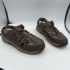 OrthoFeet Sandals Mens Size 10.5 2E Wide Alpine 593 Brown Leather Orthopedic